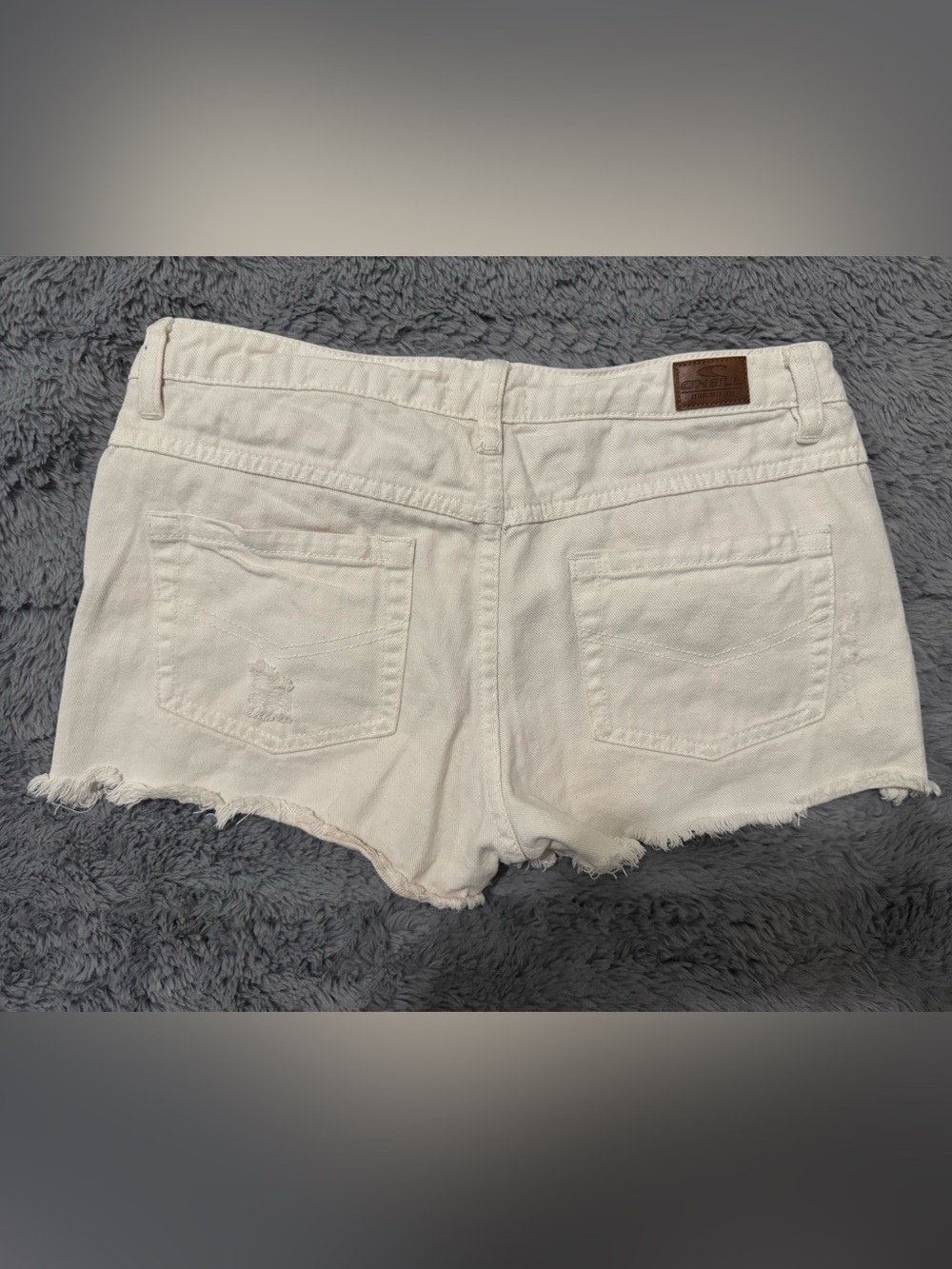 O'Neill Women's White Denim Frayed Hem Shorts